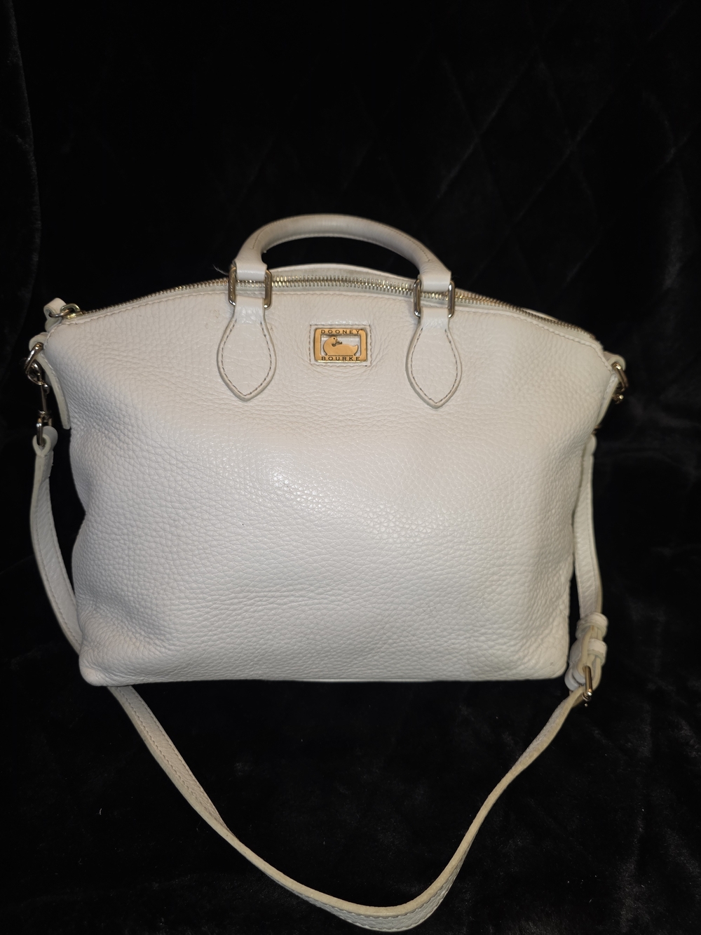 Dooney & Bourke Cream Leather Satchel with Gold Hardware